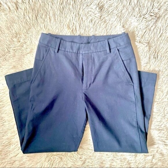 Kit & Ace Navy Blue Wool Stretch Suiting Flat Front Crop Trouser Pants - 28" - Picture 8 of 13